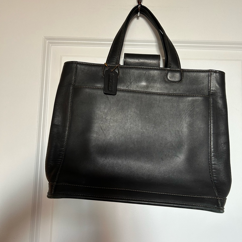 COACH black quality leather tote portfolio case. never used excellent condition